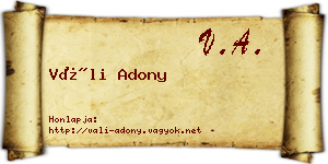Váli Adony névjegykártya